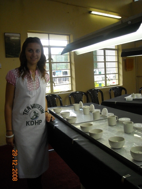 Anca at Tea Tasting at Tata Team Museum, Munnar, India